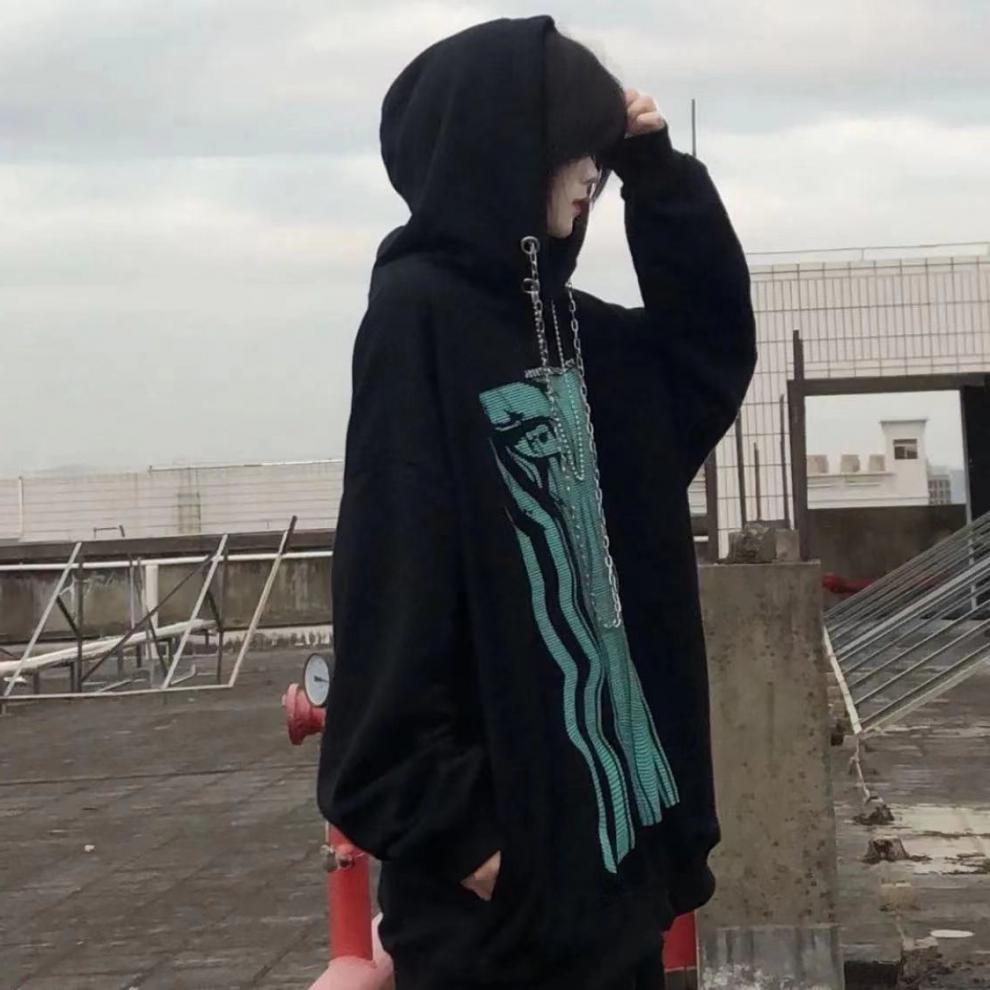 Y2k готический топ для женщин и мужчин толстовки унисекс ретро темный свитер пара — фото 10