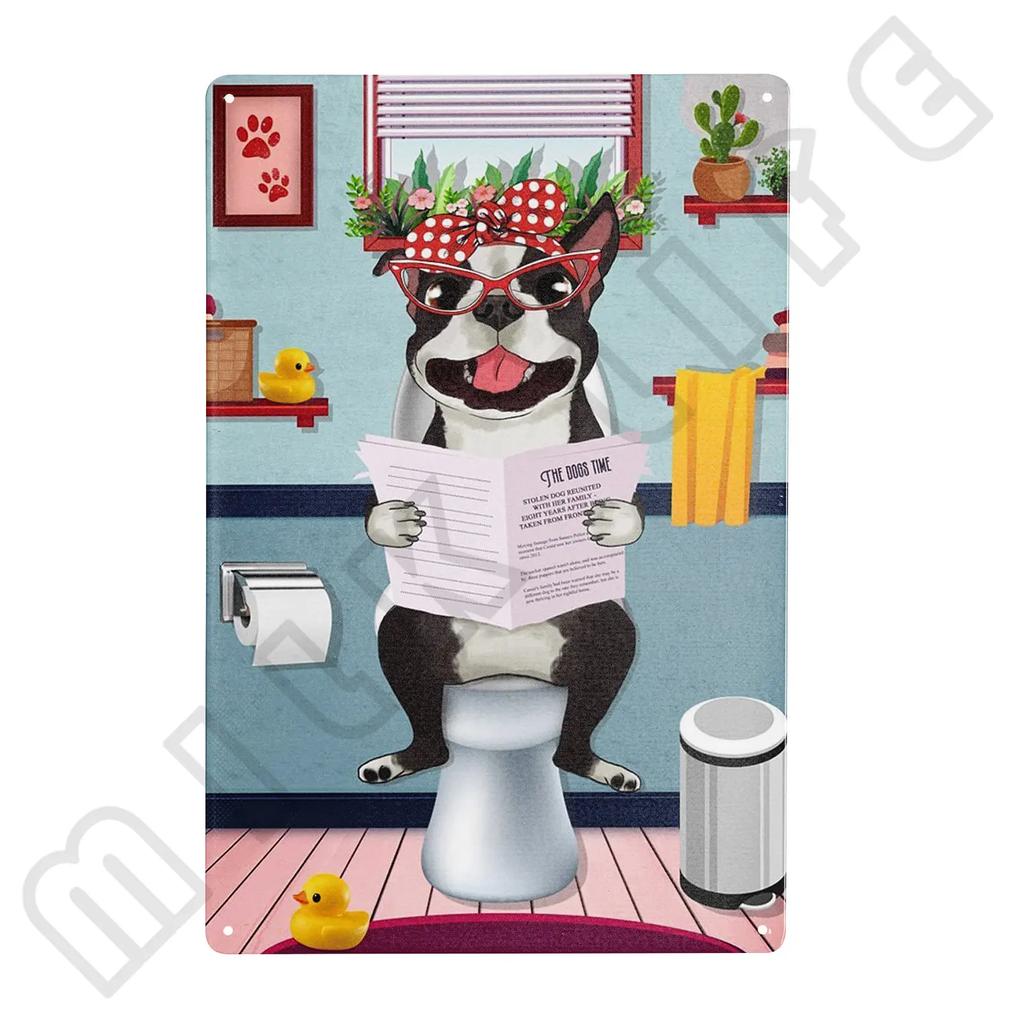 Metal Boston Terrier Co Bath Soap Tin Sign for Bathroom Toilet Home Room Pet Shop Decoration 12 X 8 Inches