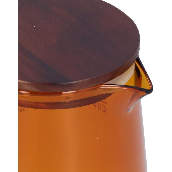 500ml Coffee Pot, Heat Resistant Borosilicate Glass Coffee Server, Glass Tea Pot with Wooden Lid Household Tea Kettle for Home Office (brown)