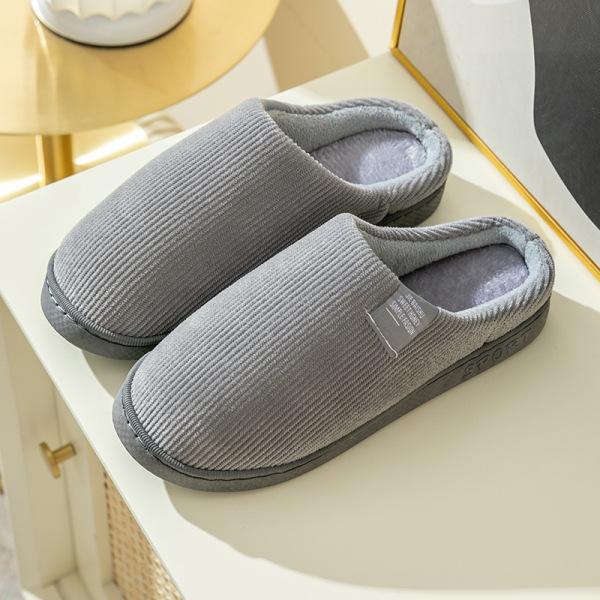 Autumn and Winter Cotton Slippers Women's Indoor Home Silent Non-slip Velvet Warm Slippers Couple Cartoon Bear Cotton Drag Men
