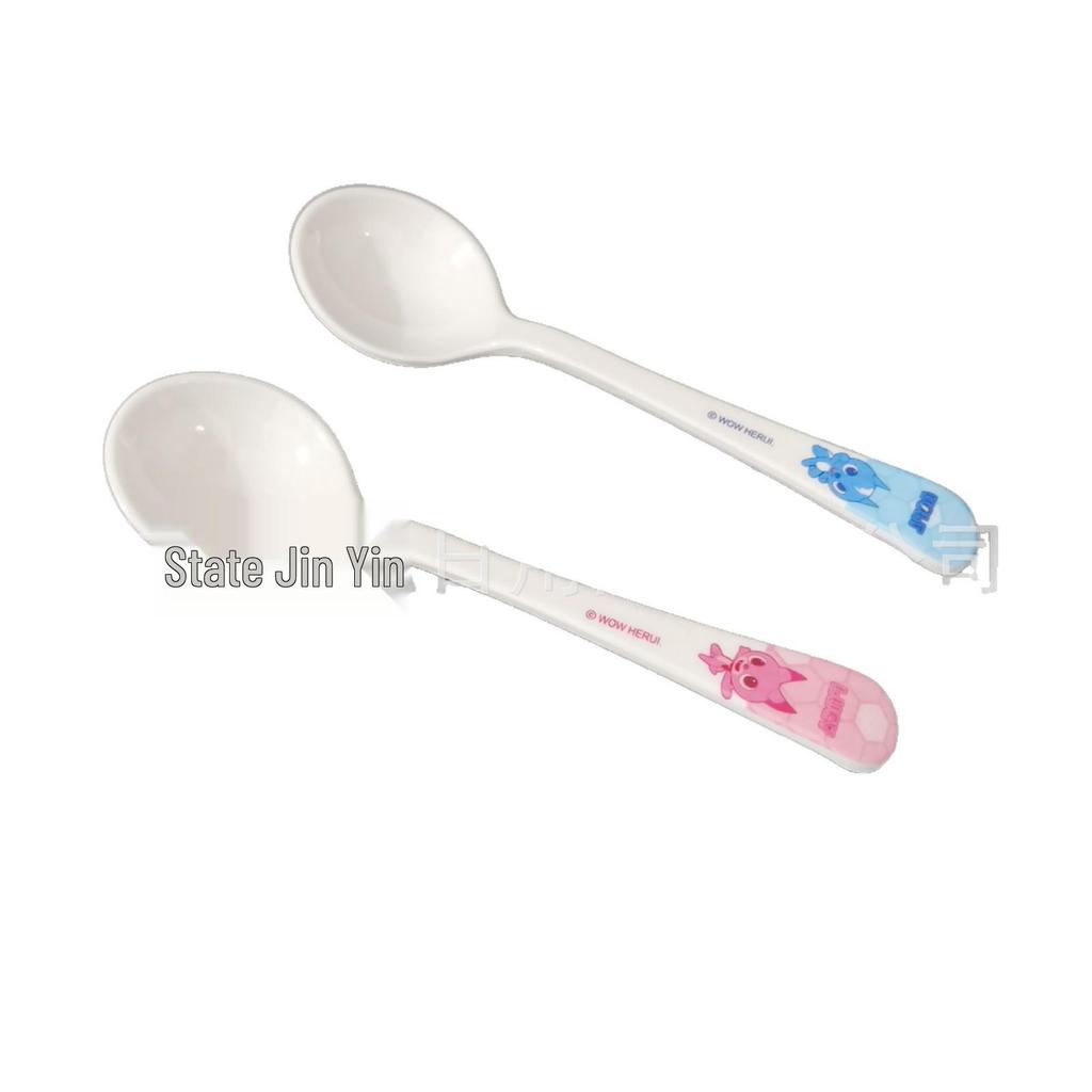 Cartoon Melamine Baby Spoon - Self-Feeding, Long Handle, Plastic Soup & Porridge Spoon for Kids