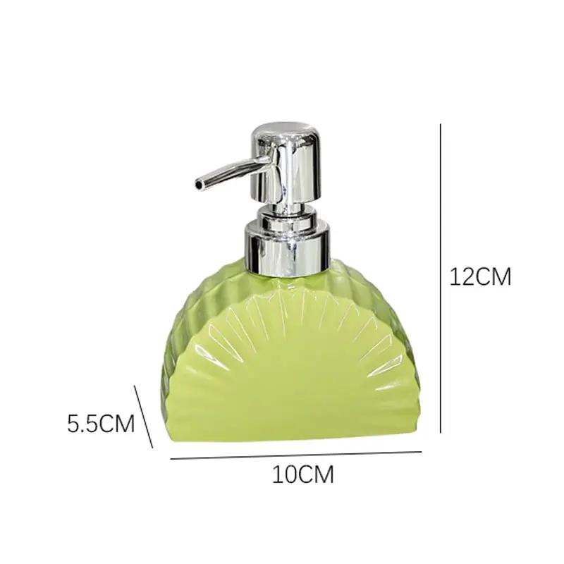 Fan Shaped Creative Ceramic Press Bottle for Bathroom Shampoo and Shower Gel Separate Bottle Soap Dispenser Bathroom Accessories