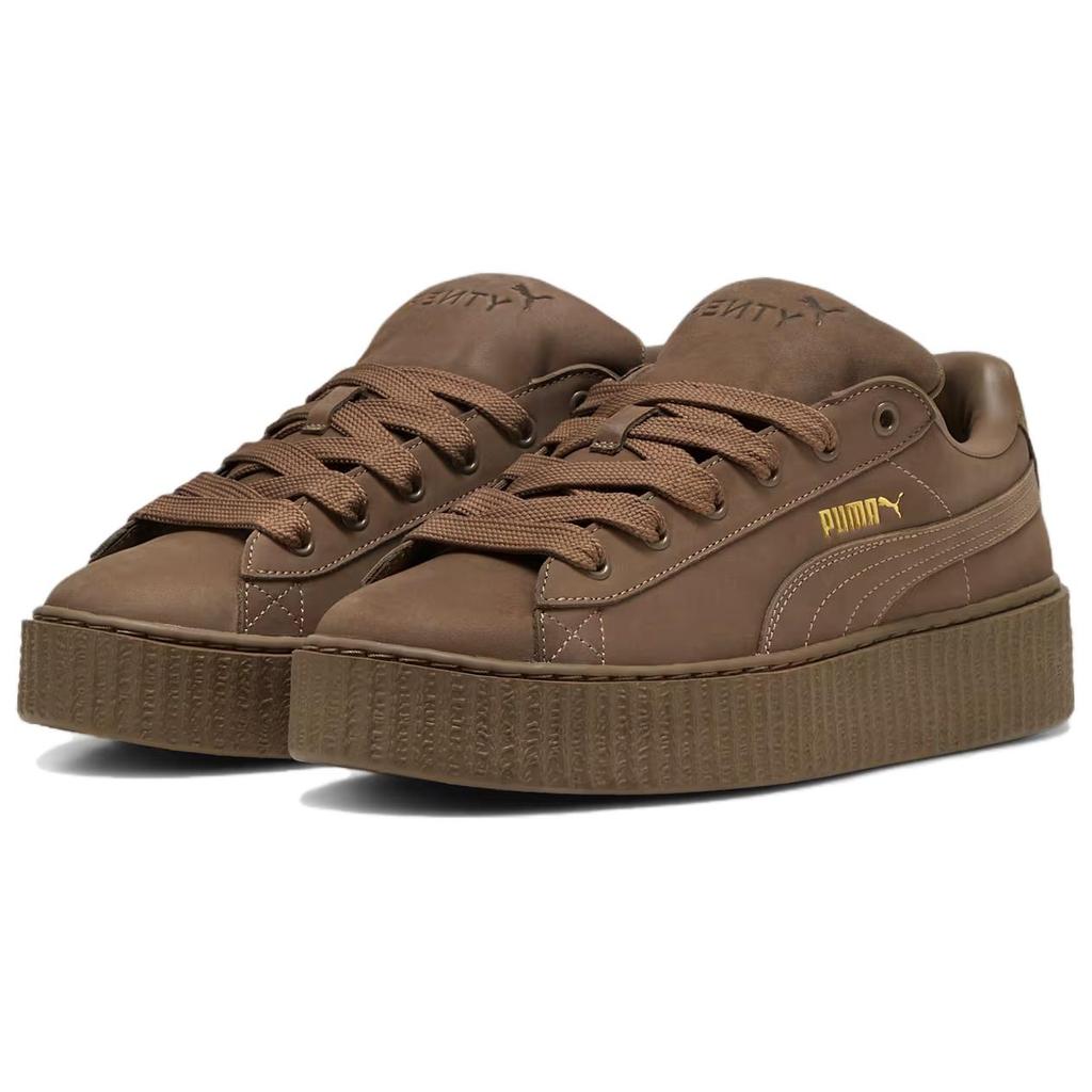 Fenty x Puma Creeper Phatty Pachet Tonuri Pământii - Adidași Unisex Totally Taupe Maro Auriu Alb-Călduț 396813-01