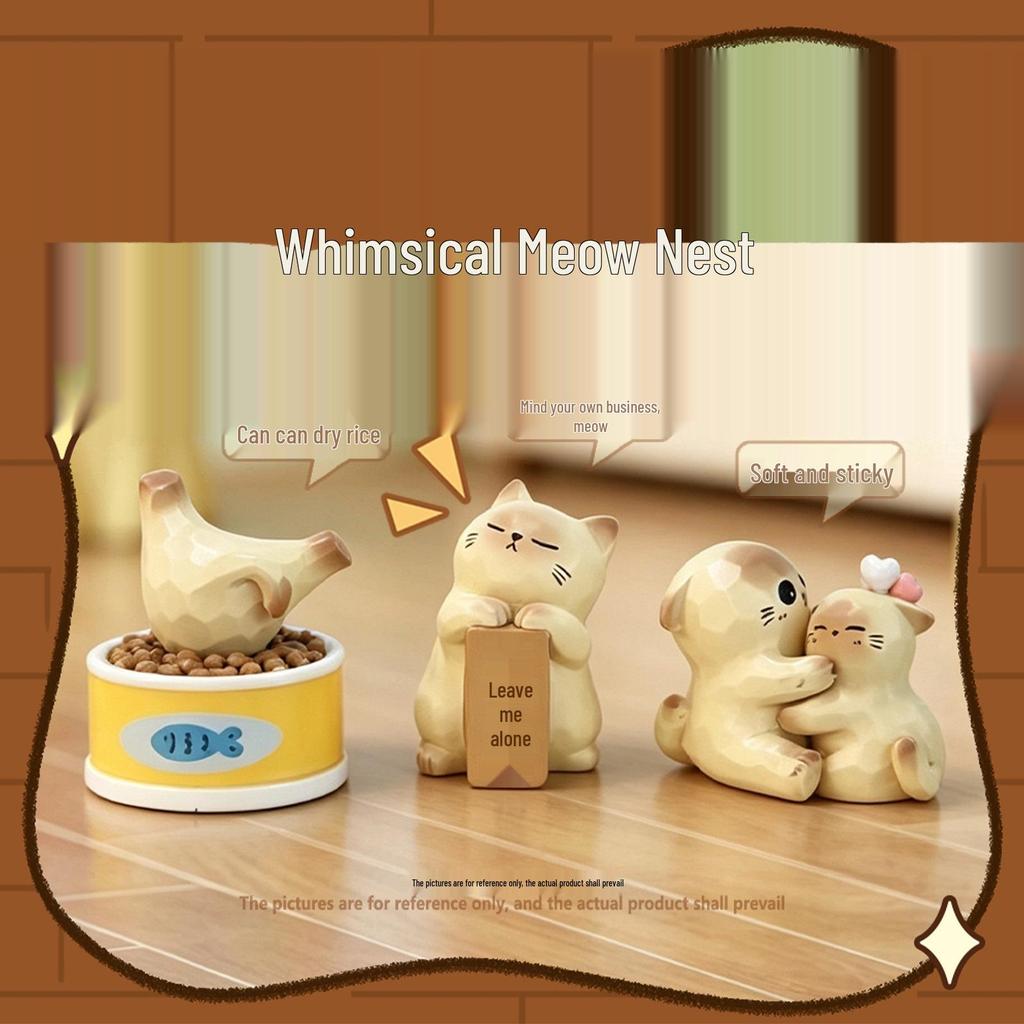 Whimsical Meow Collection Blind Box: Healing Kitten Resin Figurine Gift for Friends, Classmates, and Dorm Decor