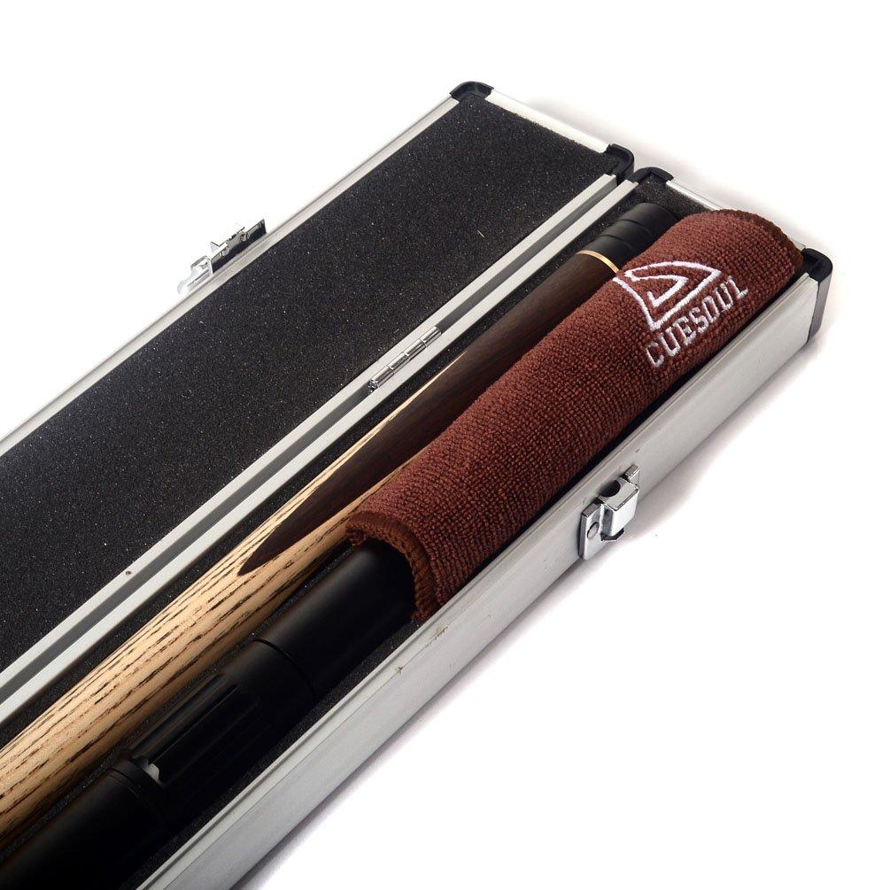 CUESOUL 57" Handcrafted 3/4 Jointed Snooker Cue with Extension and Aluminum Cue Case (D308)