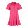 Women's Fashion Casual Half Open Shirt Hem Ruffle Color Short Sleeve Dresses