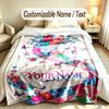 Floral Garden Theme Soft Blanket Personalized Custom Name Text Print Warm Blanket Home Sofa Bedroom Decor