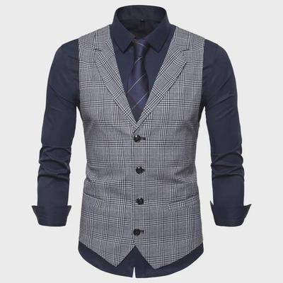 British Gentleman Plaid Waistcoat - Single-Breasted Business Vest for Men