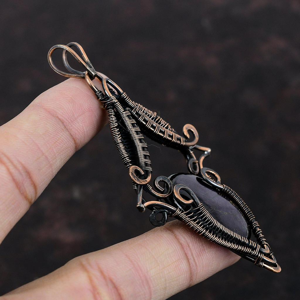 Sugilite Pendant Copper Wire Wrapped Pendant Unique Pendant Sugilite Gemstone Jewelry Handmade Pendant Copper Wire Wrap Jewelry Gift For Mom