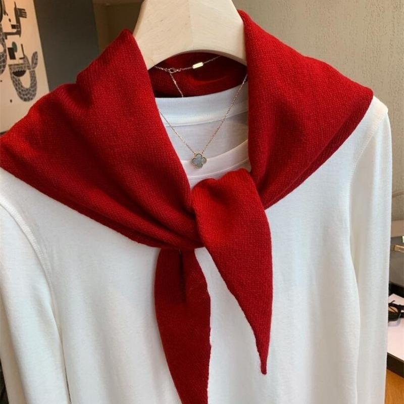 Women S 100 Australian Wool Triangle Scarf Spring Solid Color Versatile Shawl