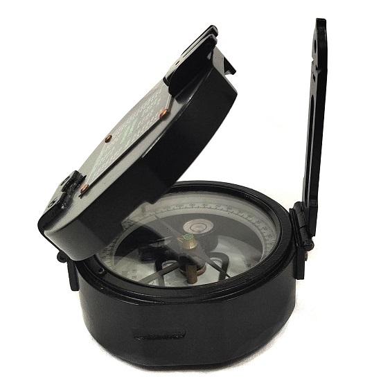 7,62 cm Geologisk Brunt på kompass i aluminium med sort skinntrekk - kompass for oppmåling av bryllupsgave farsdagsgave