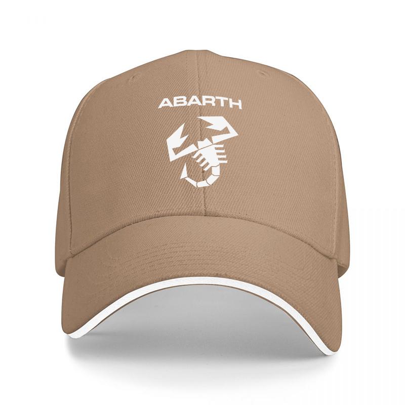 ABARTH SCORPION LOGO BASEBALL CAP BLACK WITH WHITE TRIM SPORTY DESIGN FOR Unisex AND Women FAN ACCESSORY HIGH QUALITY COTTON HAT