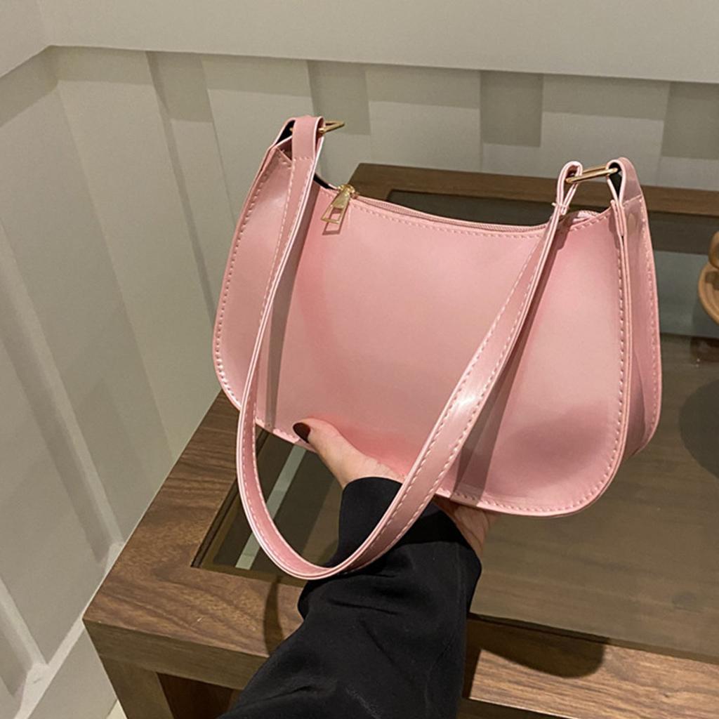 Elegante Borsa a Spalla Monocolore, Mini Borsa da Sotto Braccio da Donna, Portafoglio Sicuro con Zip, Custodia Multifunzione per Telefono, Tracolla Regolabile Leggera