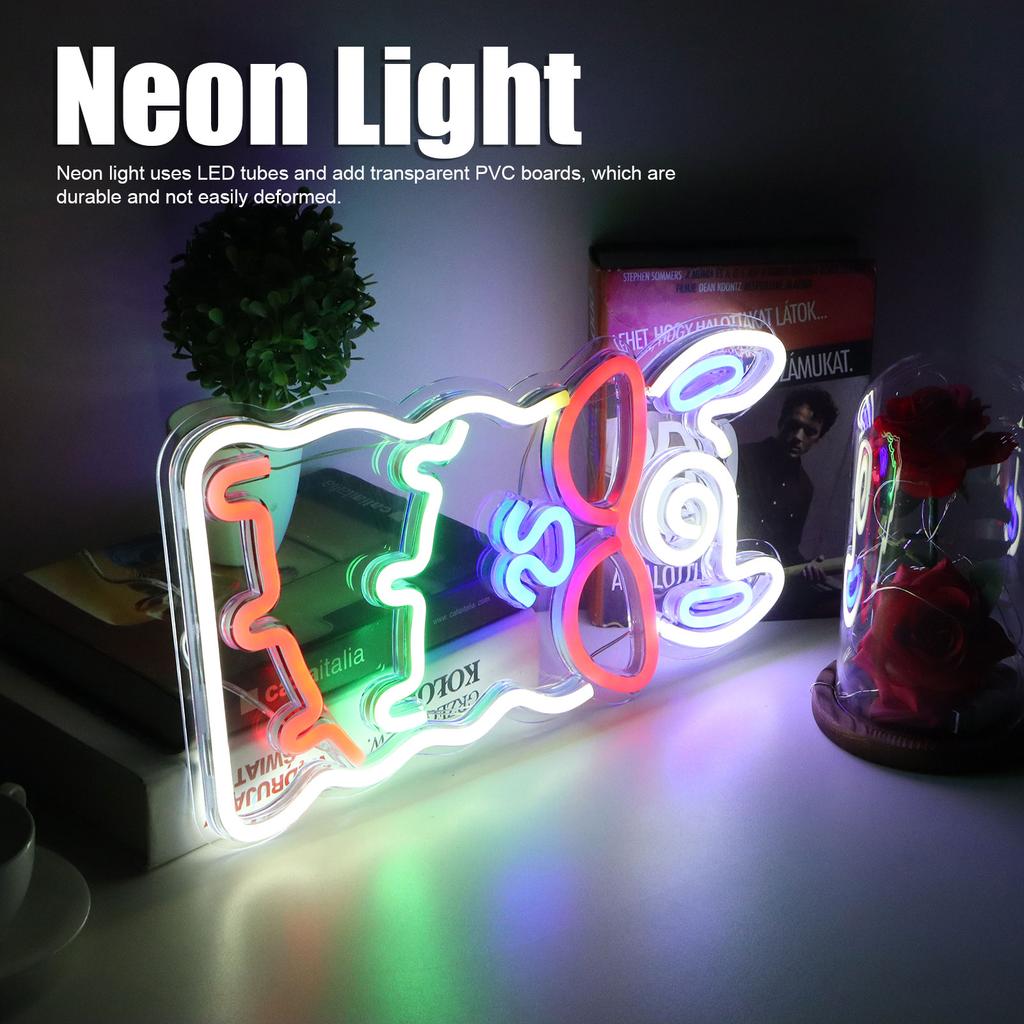 LED Neon Light Alpaca‑Shape Wall Neon Sign Art USB Powered Home Bedroom Bar  Decoration Light Fixture Neon Light Neon Sign