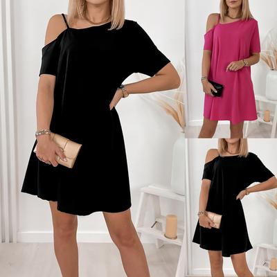 Einfarbiges Kleid mit einem Schultergurt im Sommerstil für Damen