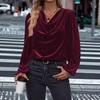 2026 Velvet High Neck Women's Long Sleeve Top - European, American, Korean Style for Spring/Autumn