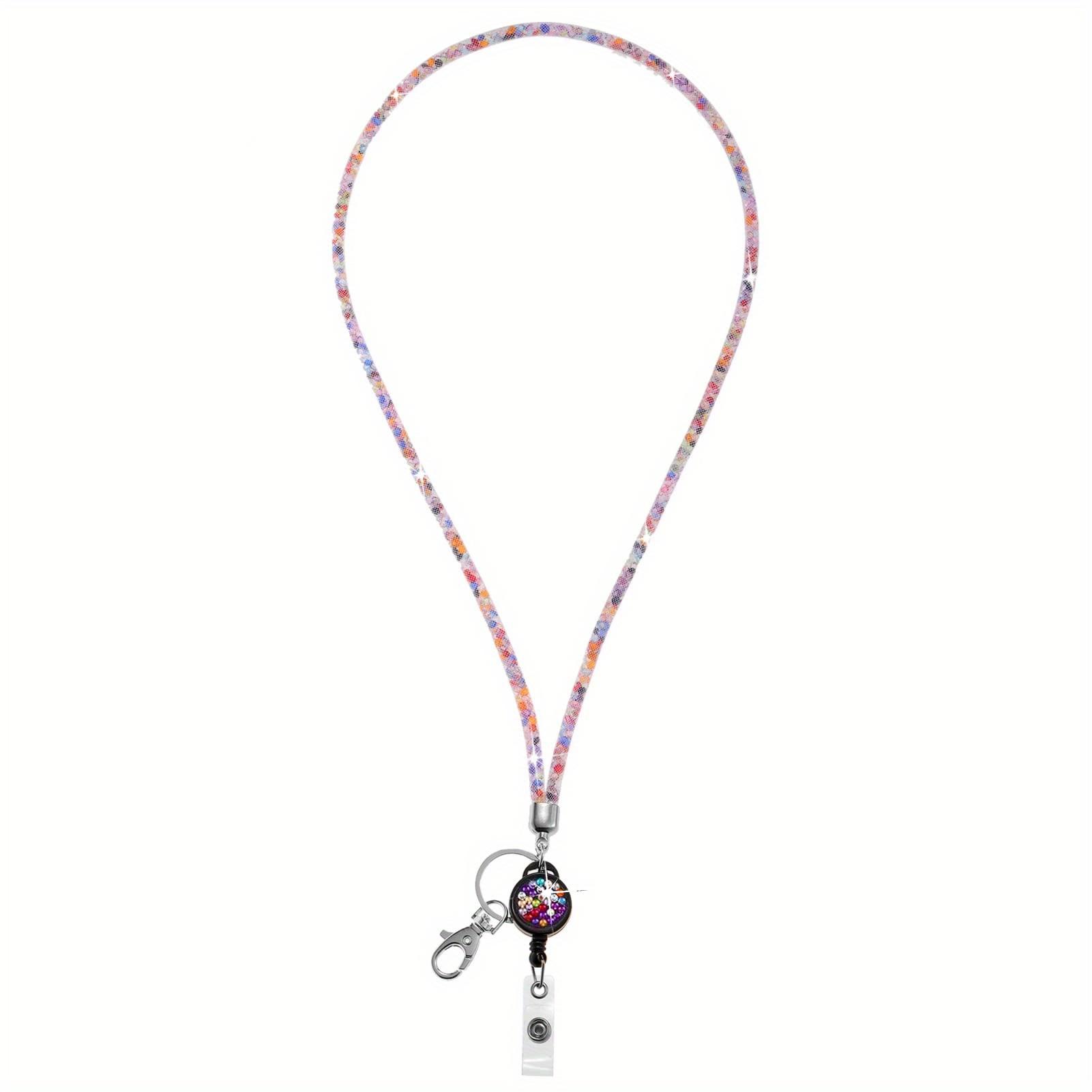 

[Bling ID Card Lanyard] Crystal ID Card Lanyard Bling | 32.9 Retractable Badge Holder Strap for Women