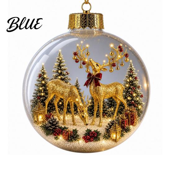 Miniature Christmas Scenes Ball Acrylic Holiday Scene Ornament Mini Glowing Story Light Up Keepsakes Hanging