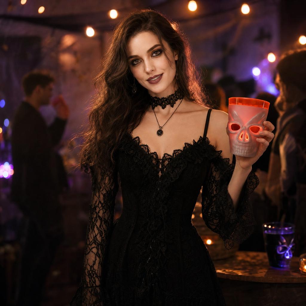 Tazza Teschio LED Decorazione Festa di Halloween Bicchiere Luminoso Oggetto a Forma di Scheletro Elettronico per Centrotavola