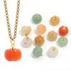 5PCS/Lot 12 14mm Cute Pumpkin Pendant Rose Quartz Green Aventurine Natural Stone Pendant Charms for Jewelry Making DIY Necklace