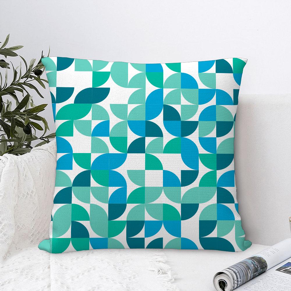 Teal Blue Flower Leaves Pattern Pillow Case Sofa Decor Home Double-sided Printing Short Plush Cushion Cover Throw Pillow Cover