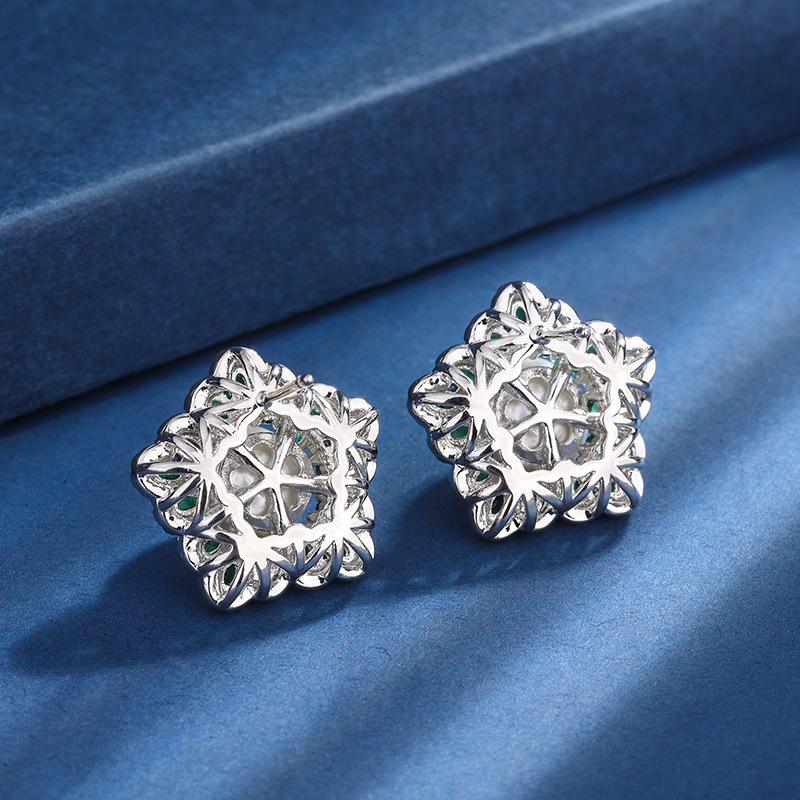 Jewelry Copper Bottom Gold-Plated Fritillary Pearl Star Colored Treasure Diamond Stud Earrings 10Mm