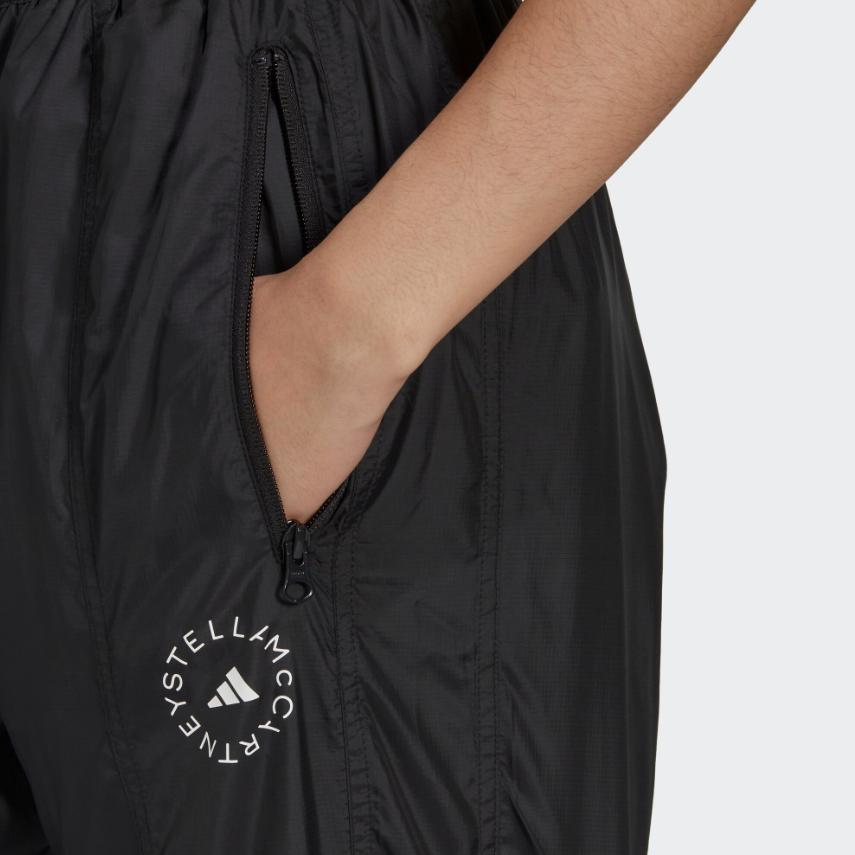 Adidas Solid Logo Zip Pocket Wind-Resistant Loose Track Pants Women Bottoms Black HG2002