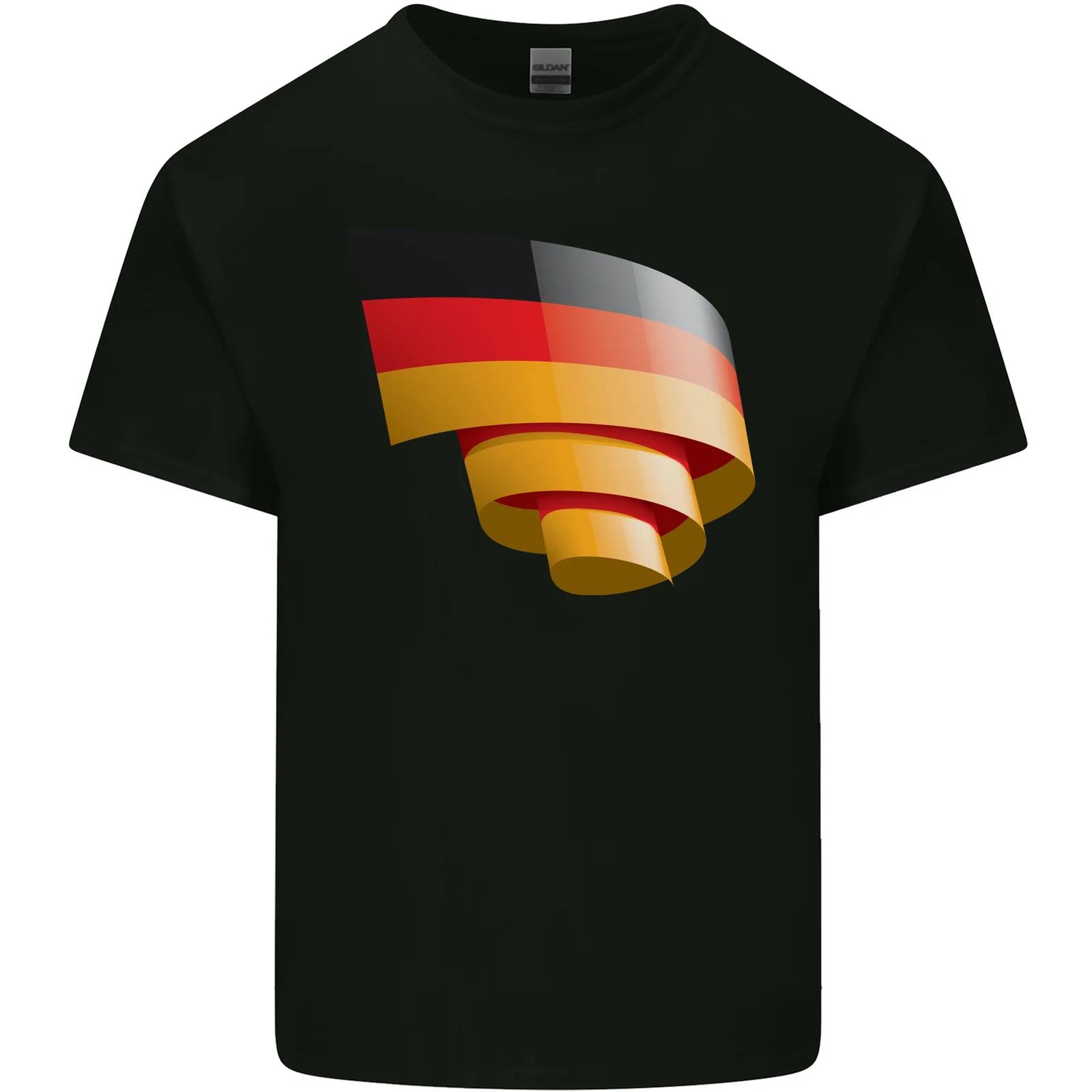 Curled Germany Flag German Day Football Kids T-Shirt Childrens 3XL