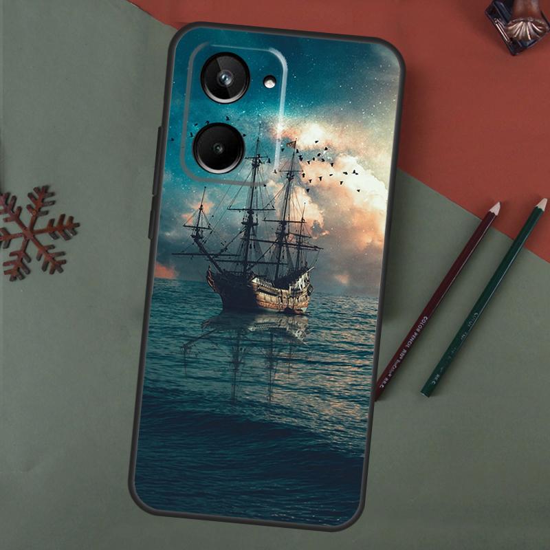 Sailing Ship Pirate Ship Case For Realme C55 C51 C75 C63 C61 C53 C35 C65 C67 C71 11 12 13 14 15 Pro Plus GT6 GT7 Pro