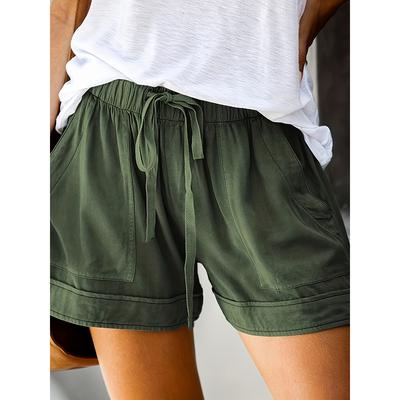 Pantaloncini da Donna Casual Monocolore Larghi con Coulisse Vita Elastica Comodi alla Moda