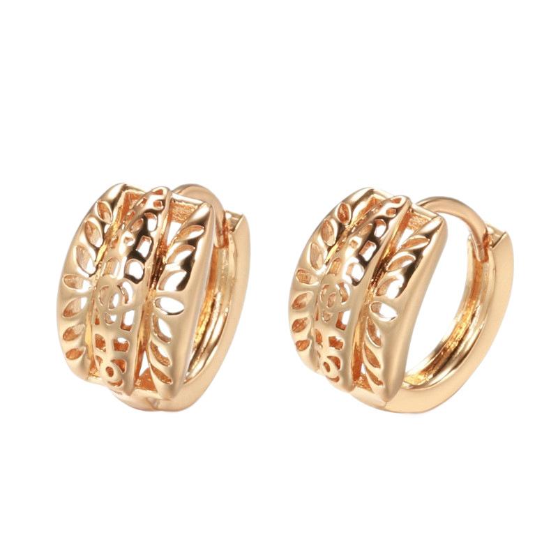 Stylish rose gold earrings, simple and personalized hollow flower earrings, ear buckles, accessories