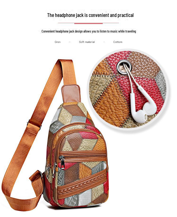 Fashionable Women's Versatile Shoulder & Chest Bag - Stylish Contrast Leather Small Backpack