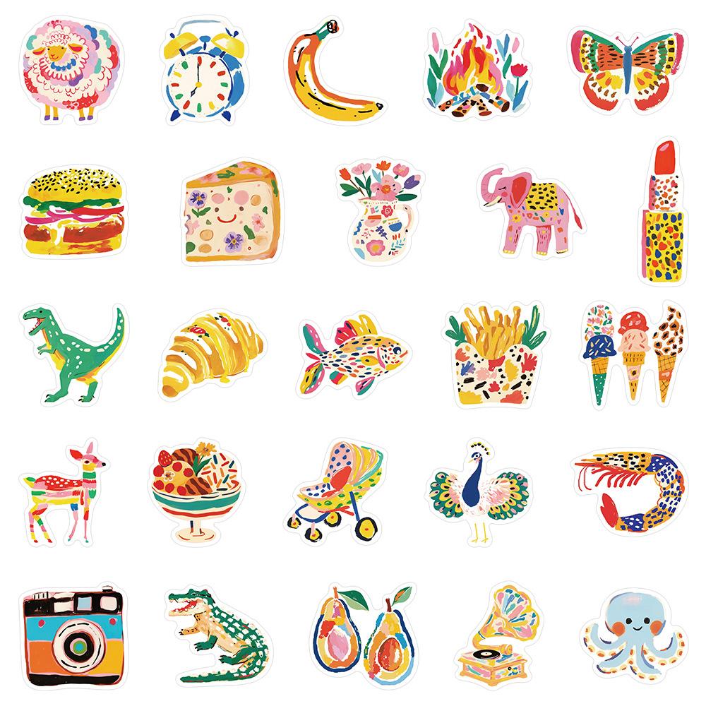 10/30/50pcs Colorful Illustration Graffiti Sticker Cute Animals Cartoon Decal DIY Laptop Journal Notebook Aesthetic  Sticker Pac