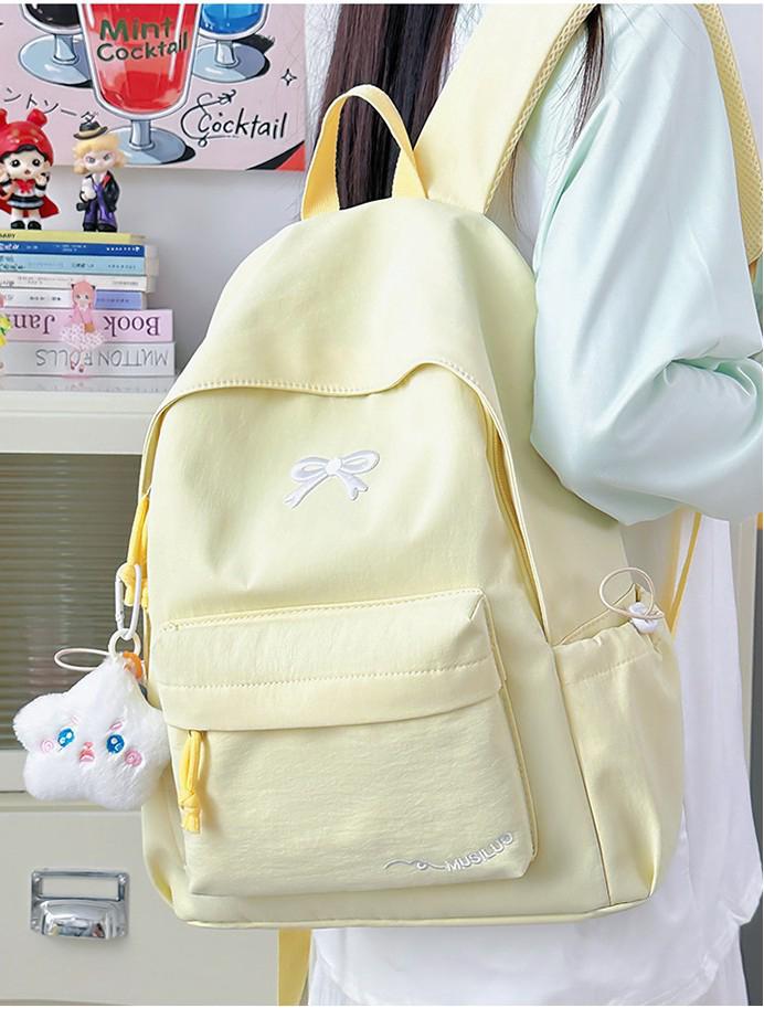Rucksack im koreanischen Stil mit mädchenhafter Stickerei und Schleife - Leichtgewicht für College & Mittelschule