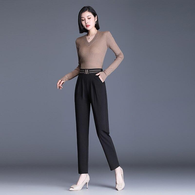 

Осень-зима, новый корейский стиль, женские модные брюки с высокой талией для отдыха в стиле Харадзюку, свободные теплые прямые брюки, уличные брюки XXXXXL