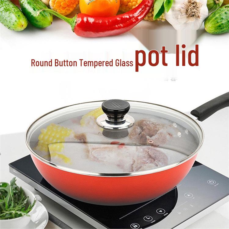 Tempered Glass Pot Lid for Wok, Soup Pot, Steamer, Frying Pan, Stainless Steel Electric Cookware, Induction Compatible