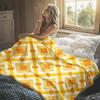 Yellow Orange Geometric Flannel Blanket Soft Warm Christmas Halloween Blanket for Lightweight Cozy Room Home Decor Gifts