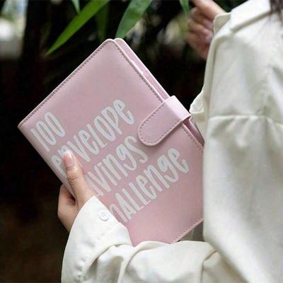 Carpeta de 100 sobres con desafíos de ahorro Carpeta de hojas sueltas Carpeta de presupuesto con sobres para efectivo Sistema organizador de dinero