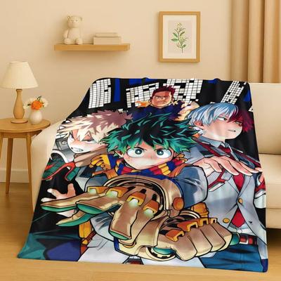 HD Anime My Hero Academia Bakugou Deku Cartoon Flannel Blanket,Ultra Soft Warm Plush Throw for Home Bedroom Bed Sofa Cover Kids