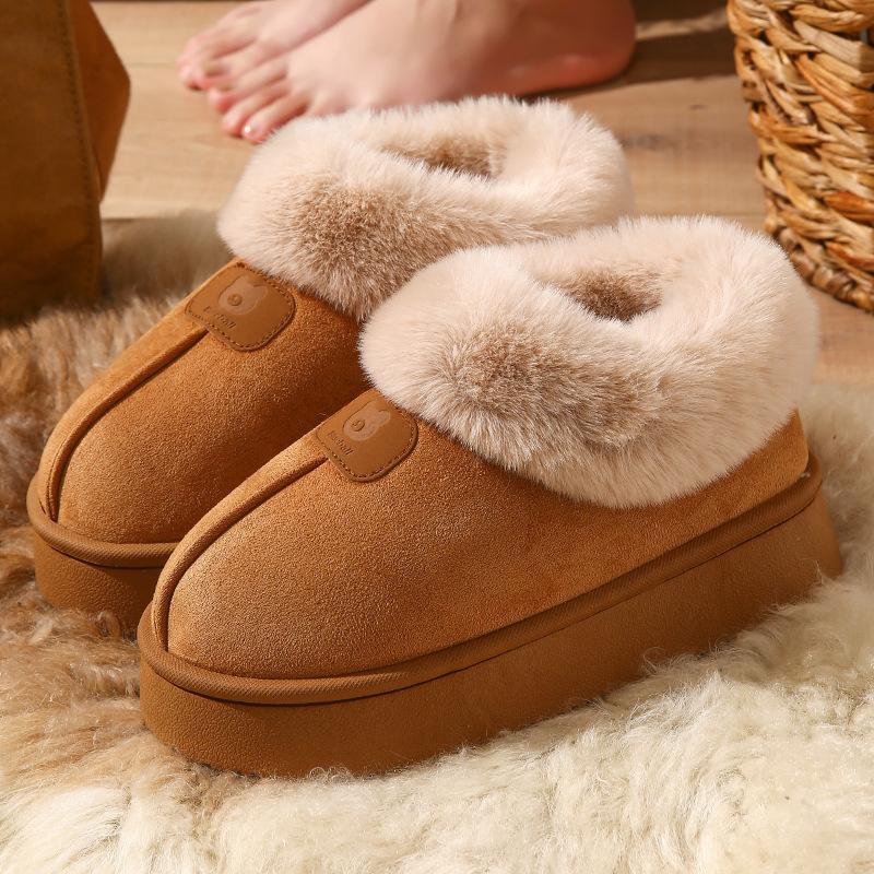 Women's Autumn And Winter Warm Plush Home And Outdoor Thick Soled Anti Slip Bag Root Cotton Shoes