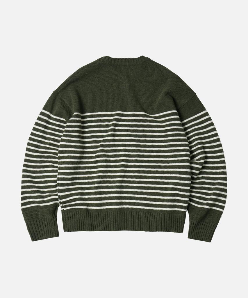 FRIZMWORKS Wool Stripe Relax Knit _ Olive