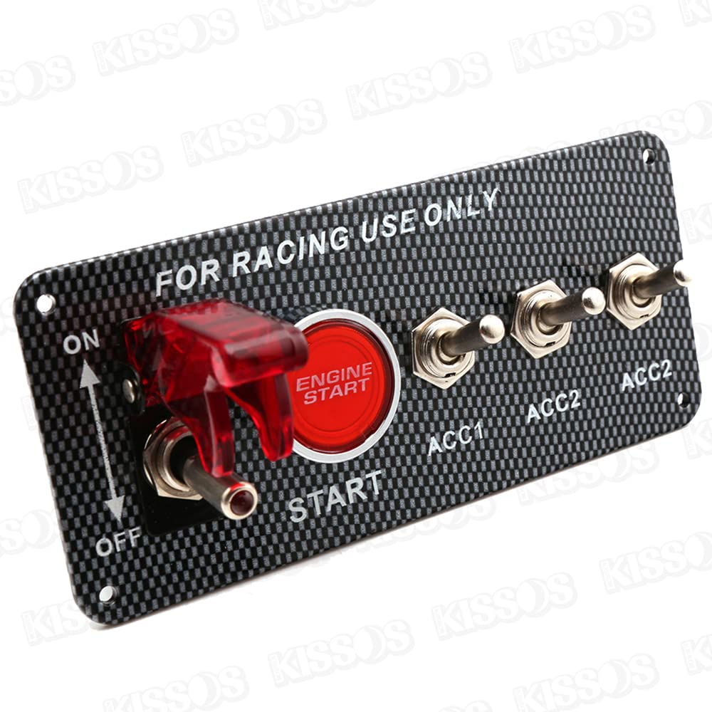 Racing Switch Carbon Fiber Push Start Toggle Universal Fit Panel, Look, Switch,