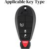 Heavy Duty Zinc Alloy Key Fob Cover, Accessories, Key Fob Case, Keychain Compatible With 2008 2009 2010 2011 2012 2013 2014 2015 2016 2017 2018 Dodge