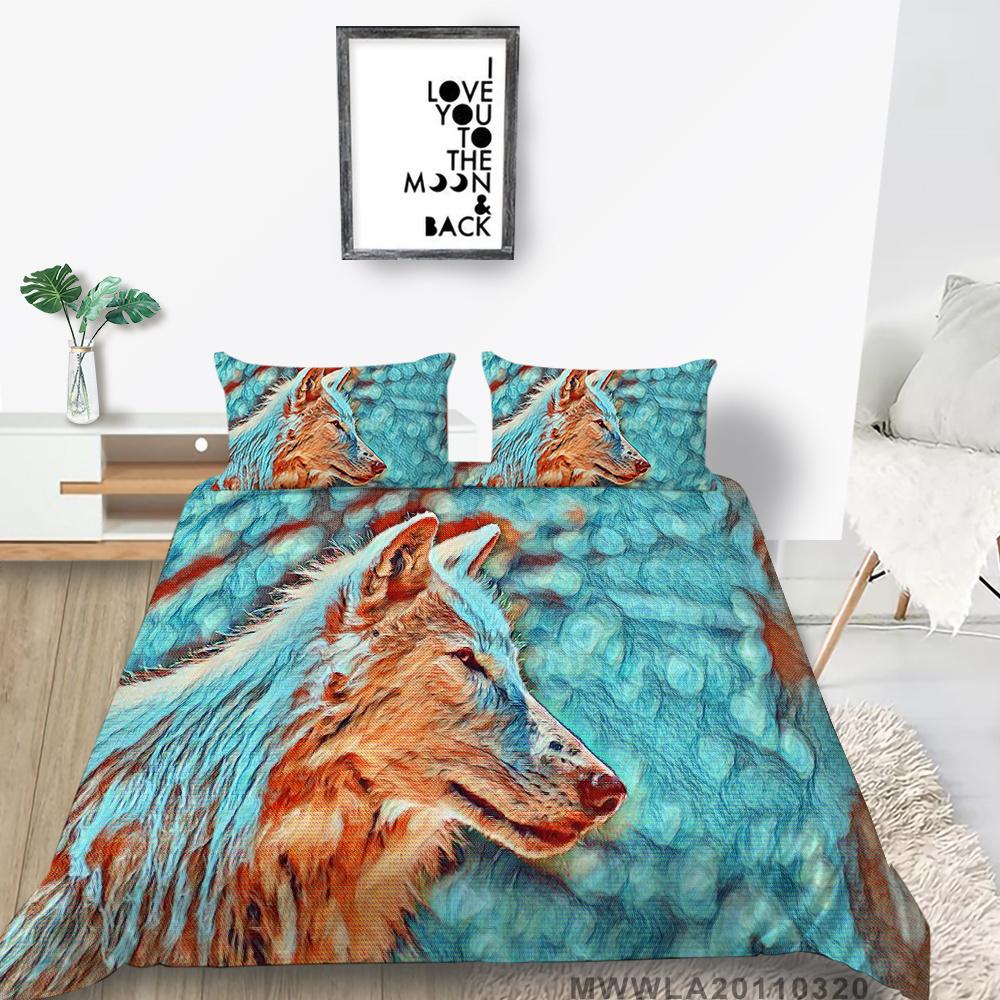 2023 New Style Unique Design Bedding Cover Suit Fashionable Decorative Wolf Printed Home Textiles Queen King Size Bedding