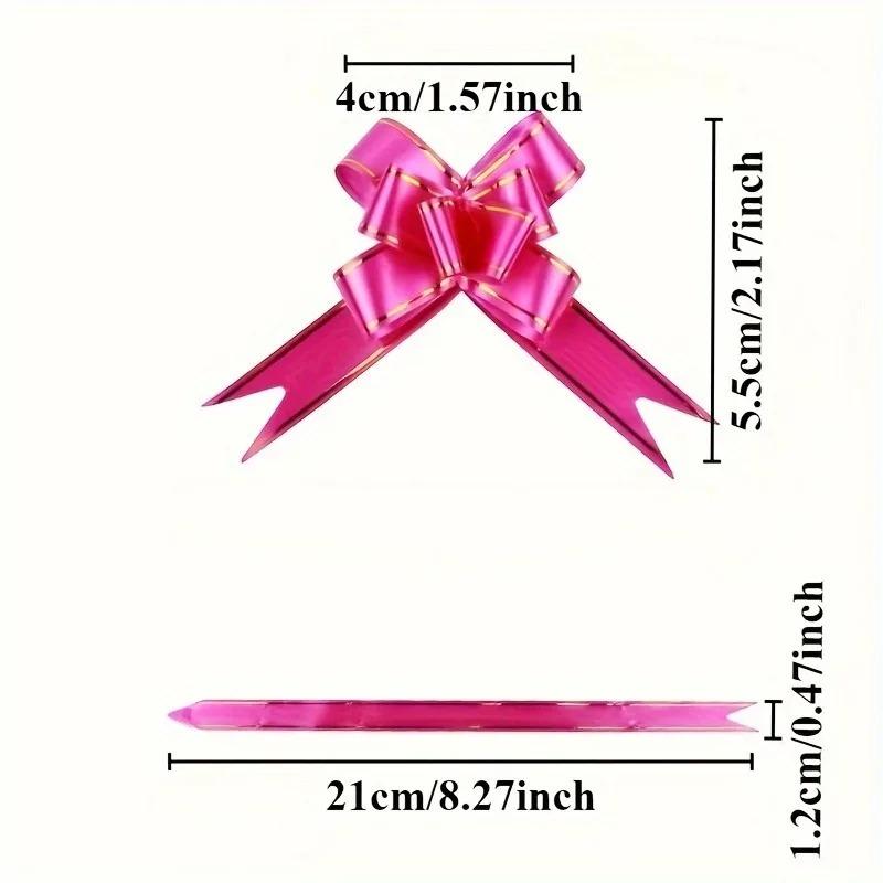 100 Party, Wedding, Christmas Tree Hanging Decorations, Ribbons, Bows, Holiday Gift Packaging, Gold Edged Hand Pulled Flowers