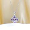 Violet Rhinestone Four-Leaf Clover Titanium Necklace for Women - Elegant, Versatile Clavicle Chain, Luxe Accessory