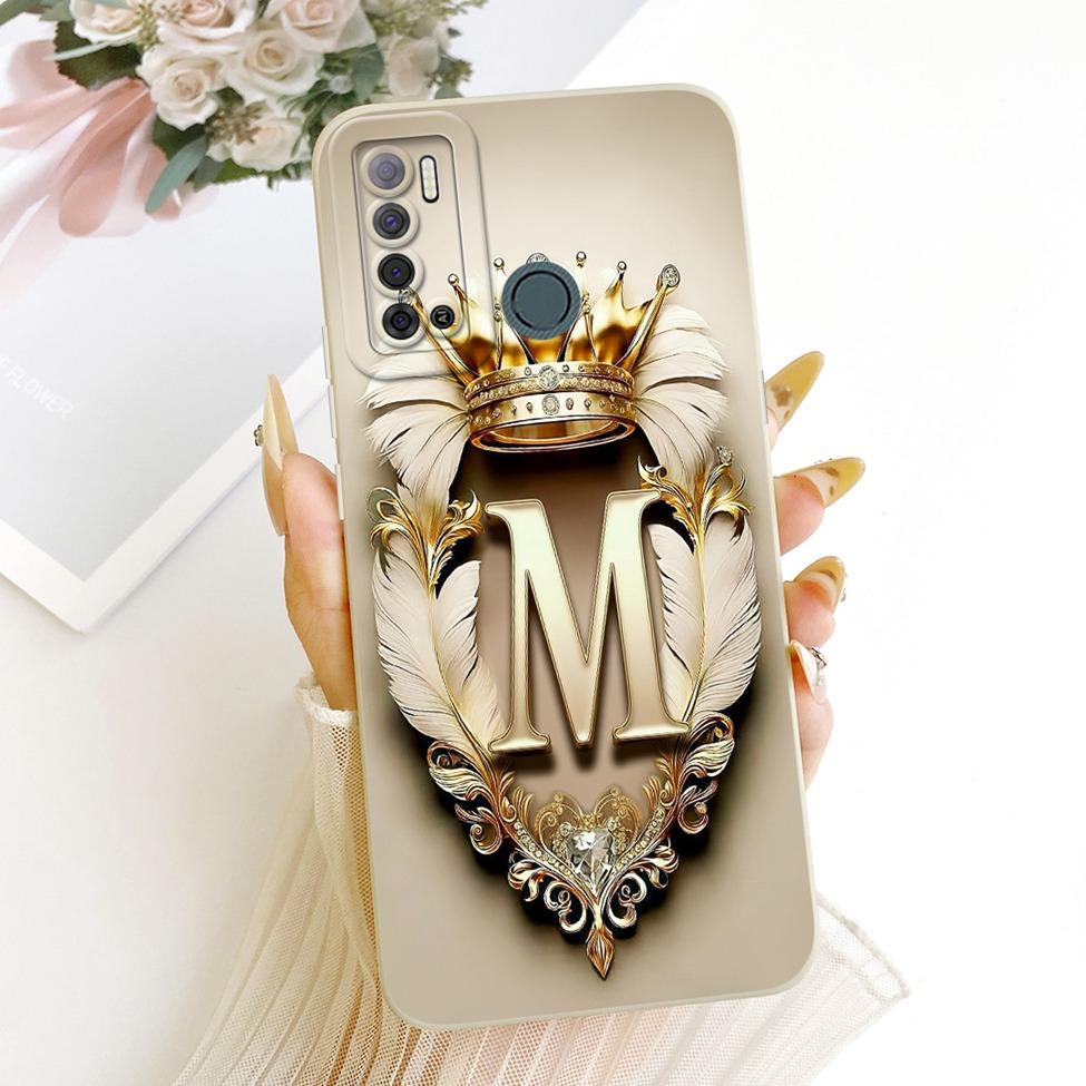 For Tecno Spark Power 2 Cover Luxury A-Z Letters Crown 2D Painted Silicone Casing For Techno Spark Power 2 LC8 Phone Case