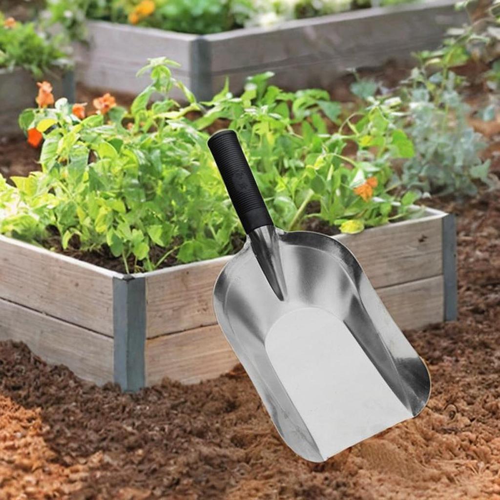 Multipurpose Flat Spoon Garden Shovel Stainless Steel Trowel for Weeding Transplanting and Vegetable Gardening