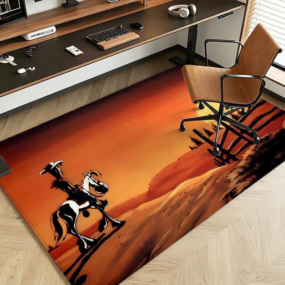 Cartoon L-Lucky L-Luke Floor Mat Soft Flannel Floor Mat Suitable for Entryways, Living Rooms, Bedrooms, and Bathrooms
