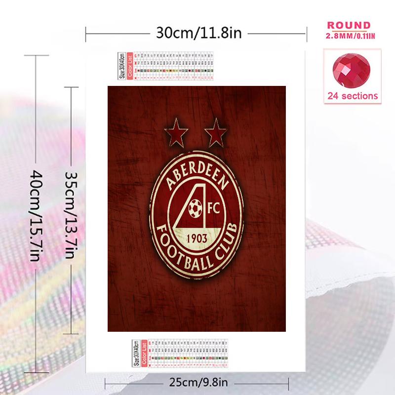 Aberdeen F.C 100% Round Full Drill 5D DIY Diamond Painting Embroidery Cross Stitch Rhinestone Décor